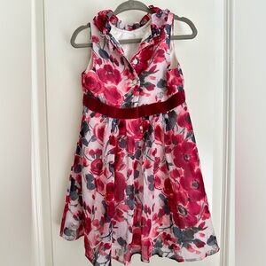 *SOLD* Janie and Jack Pink and Red Pleated Ruffled Tiered Midi Dress